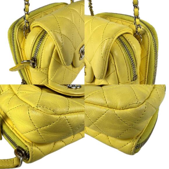 CHANEL Yellow Lambskin Leather Shoulder Bag - Picture 4 of 5